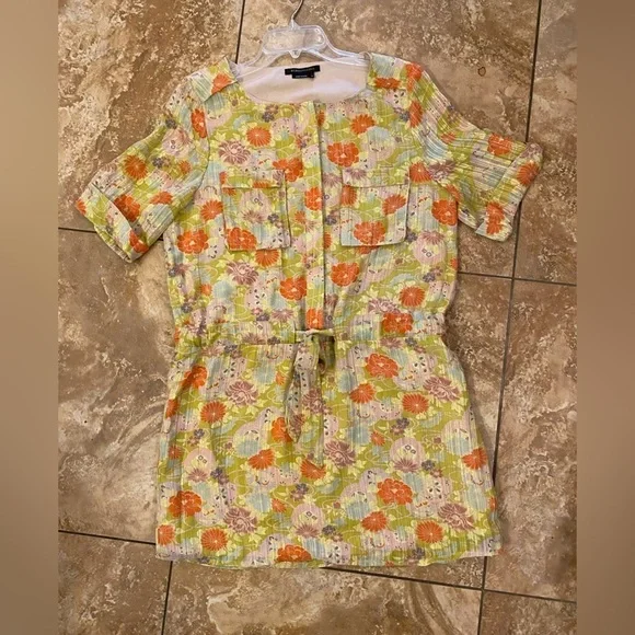 BCBMAXAZRIA Floral Print Chinoiserie romper Mini Dress, Drawstring Waist, Medium - Picture 3 of 16